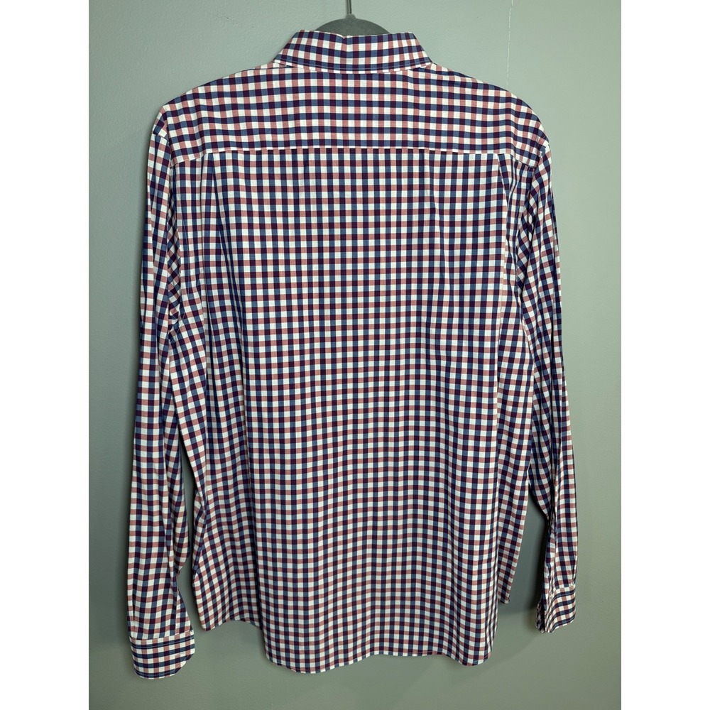 Lacoste Mens Modern Fit Gingham Check Button Down Shirt Red Navy White Size 44 - Picture 5 of 7